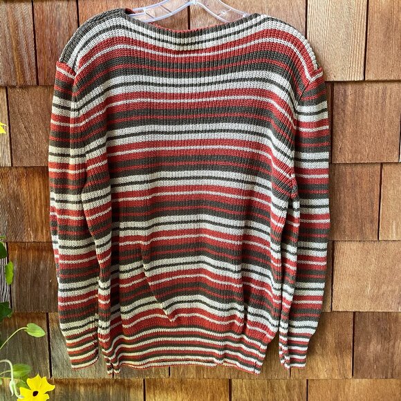 Vintage Diane Von Furstenberg Striped Cotton Sweater in Women's Large - Picture 7 of 8
